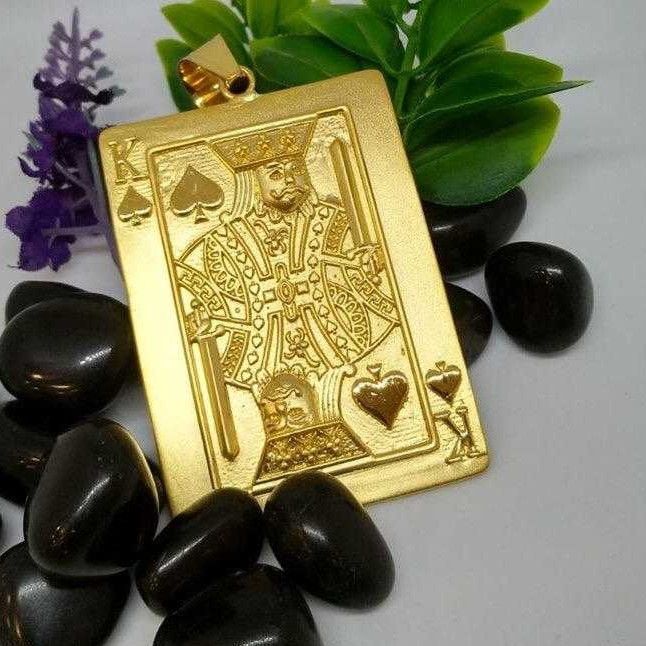 916 Gold Gents Spade King Pendant