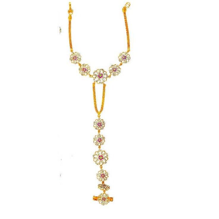 916 Attractive Gold Ladies Flower Design Hathpan