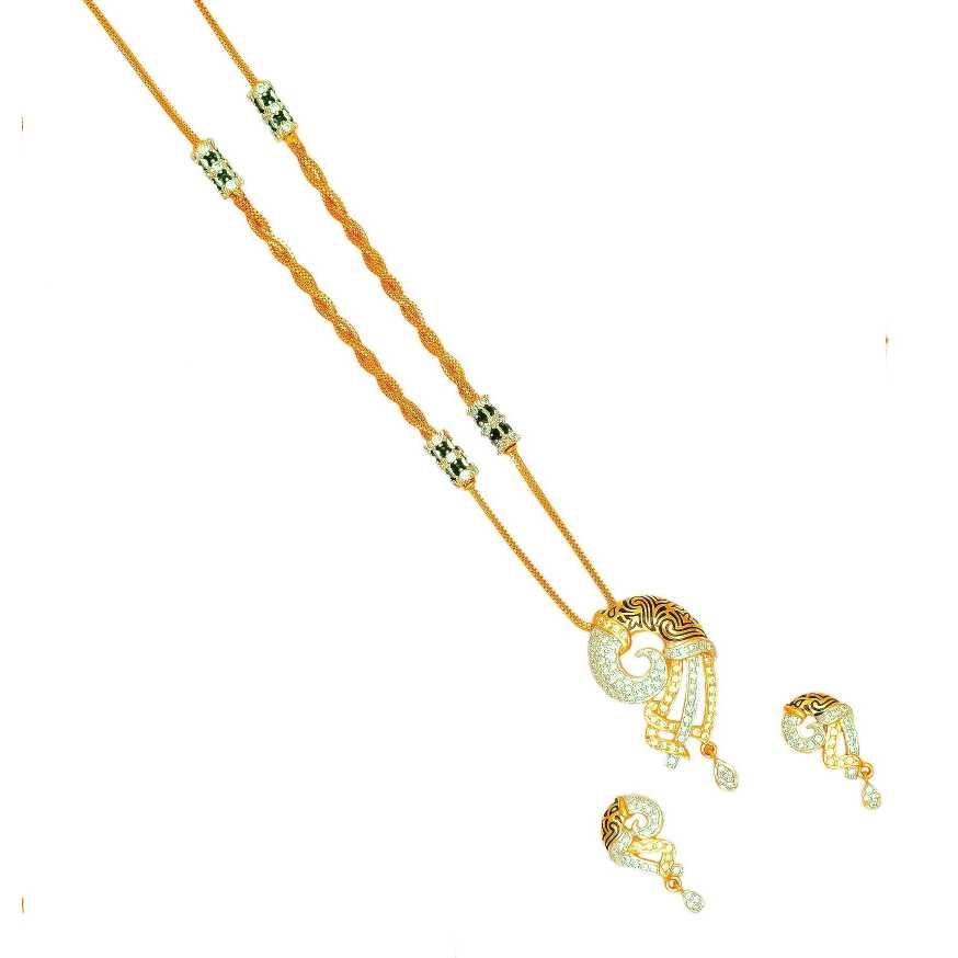 916 Green Stoned Oxisied Gold Dokiya With Fancy Chain