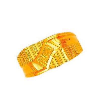 22K/916 Gold CZ Designer Plain Gents Ring