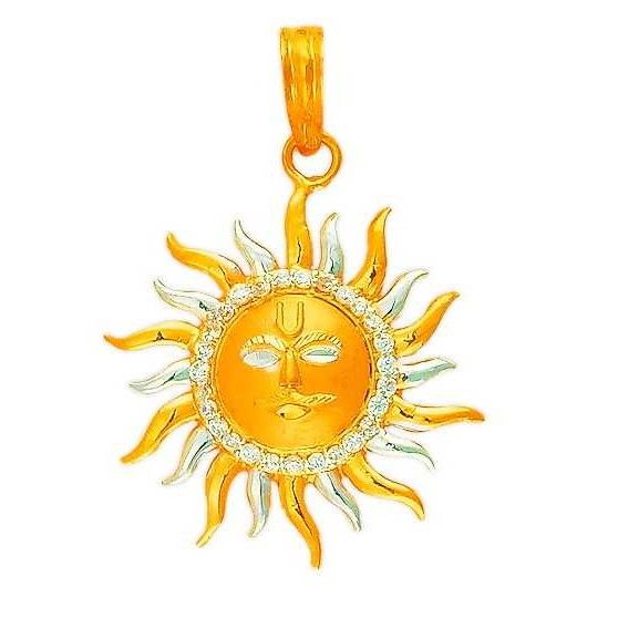 22K/916 Gold CZ Surya Pendent