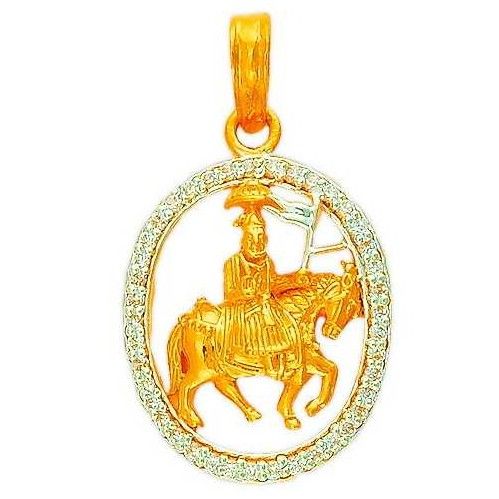 22K/916 Gold CZ Religious Pendant