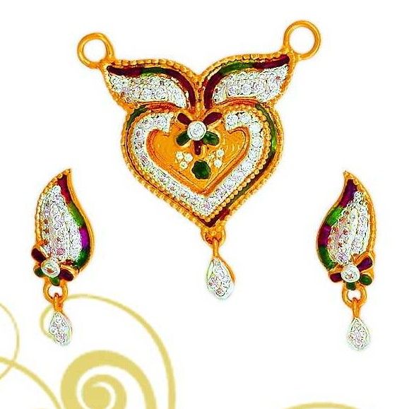 22Kt Gold Designer Mangalsutra Pendant Set