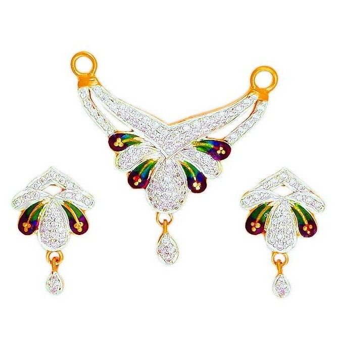 22K Gold CZ Attractive Colorful Mangalsutra Pendant