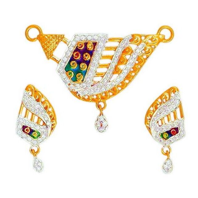 916 Gold Hallmarked Designer Mangalsutra Pendant