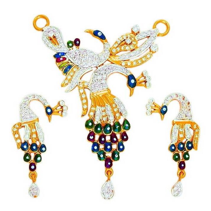 22K/916 Gold Fancy CZ Colorful Mangalsutra Pendant