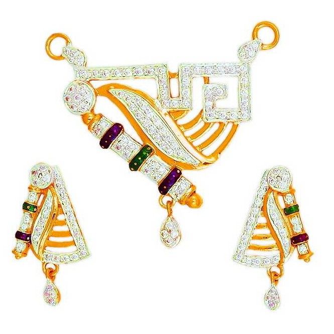 22K/916 Gold CZ Ladies Mangalsutra Pendant