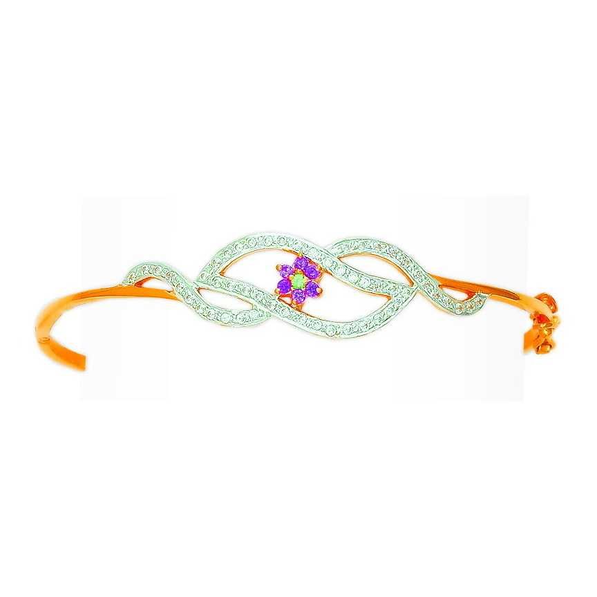 22KT Gold Ladies Designer Flower Shaped CZ Bracelet