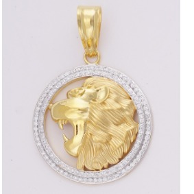 22KT Yellow Gold Lion Shaped Machine Cut Pendant