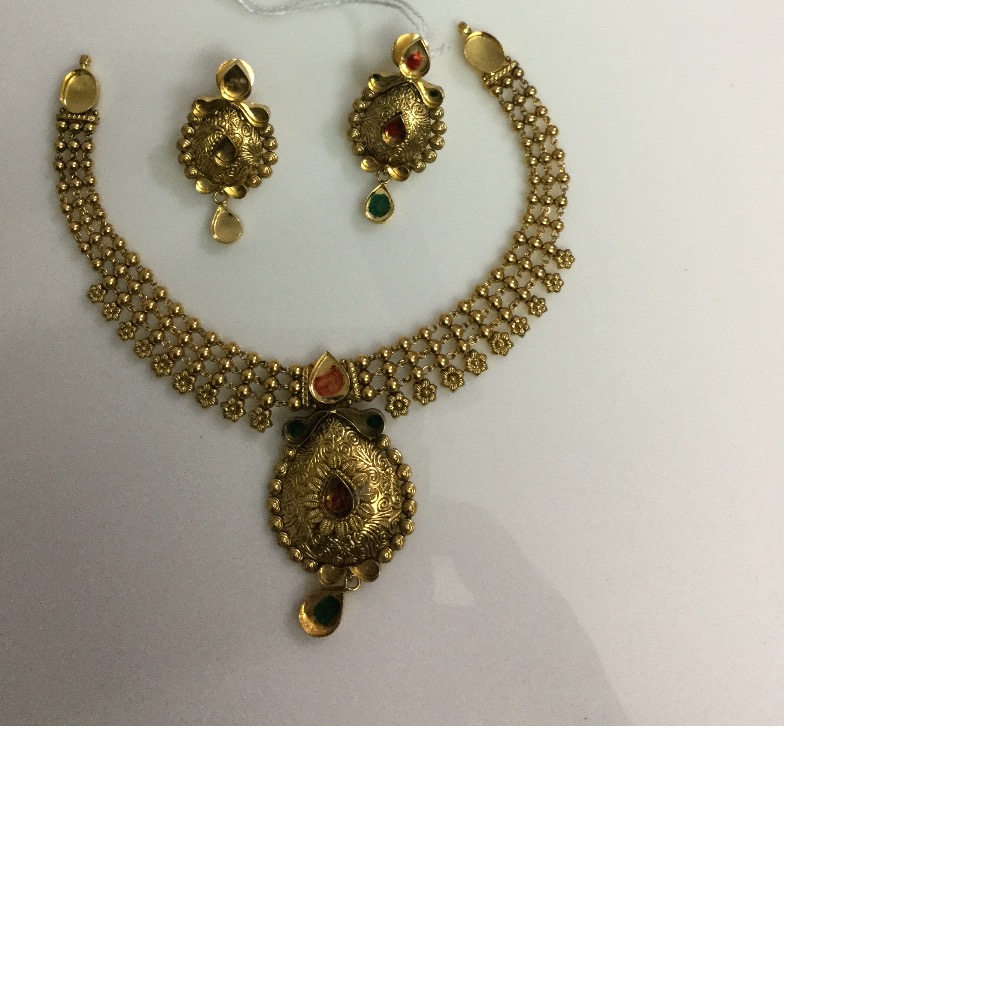 22KT Gold Ladies Designer Necklace set Yellow