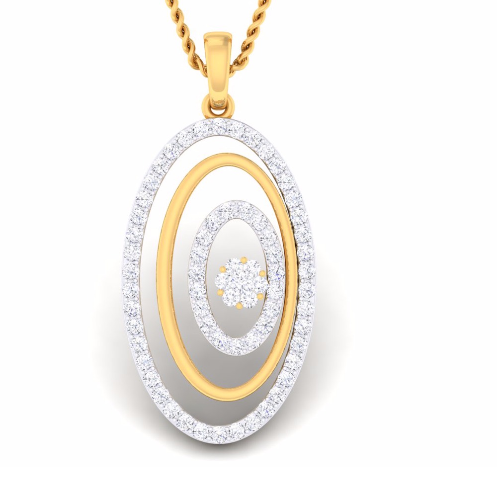 18KT Round Shaped CZ Diamond Pendant set