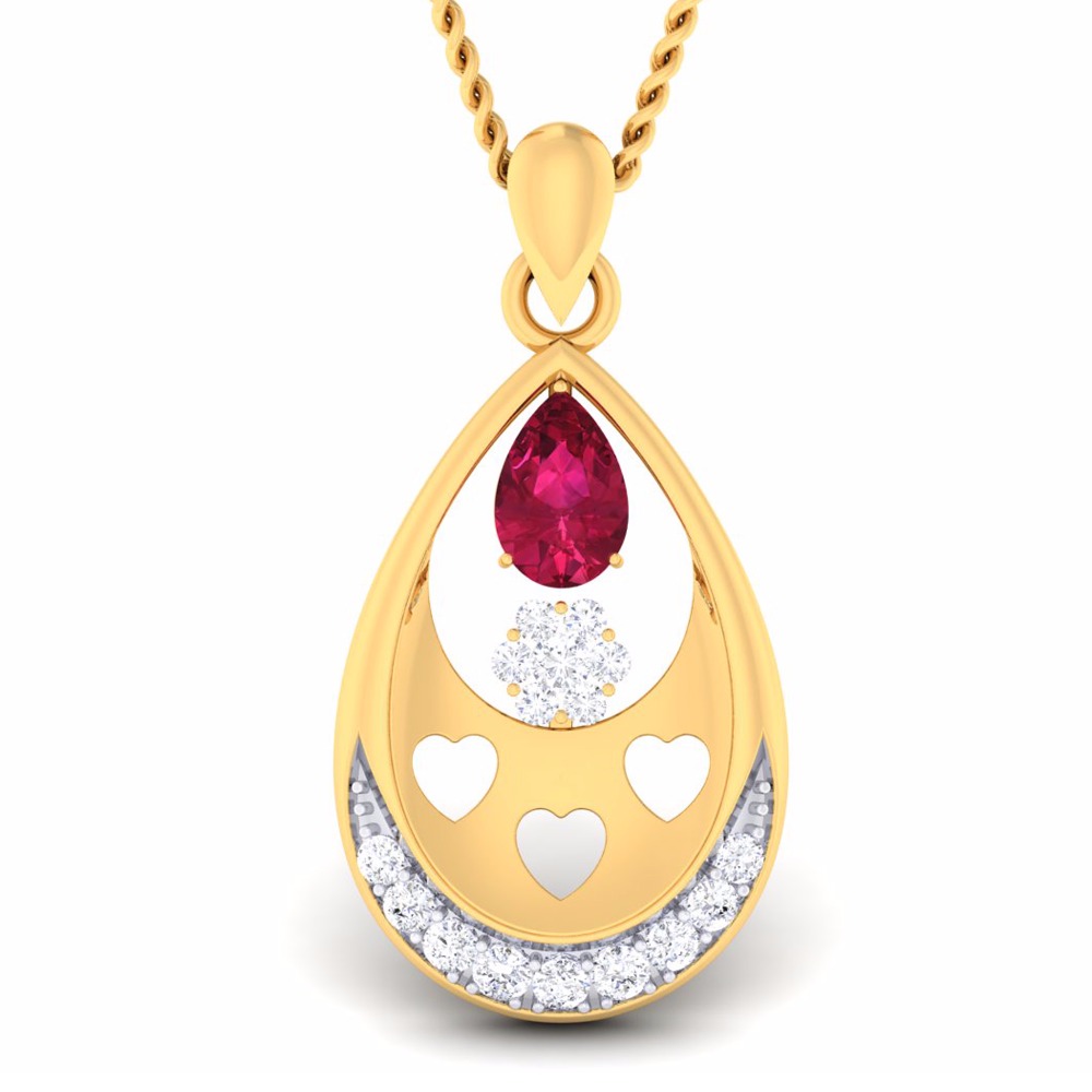 18KT Gold Ladies Fancy CZ Diamond Pendent set