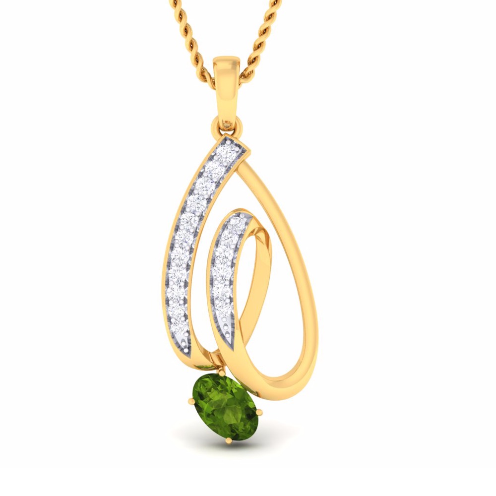18KT Fancy Gold Ladies V-Prong CZ Diamond Pendent set