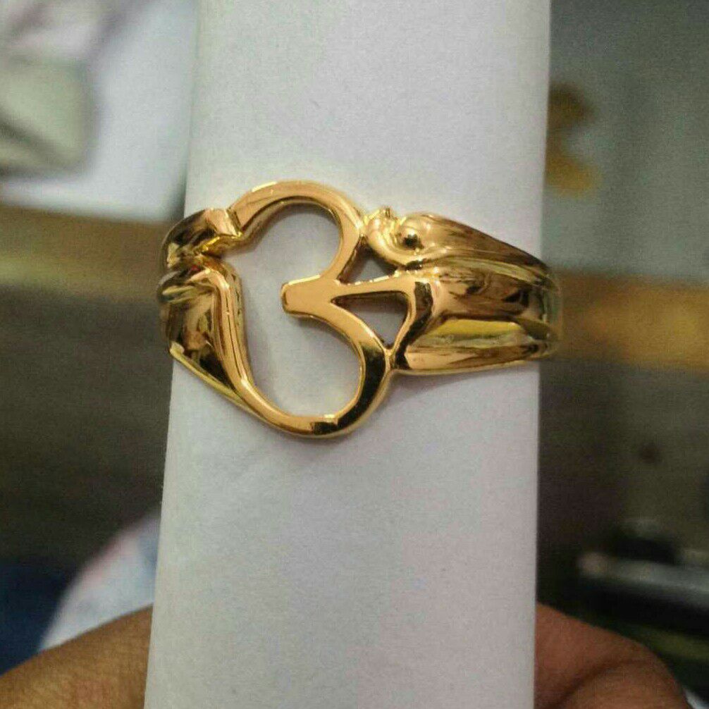916 Gold Gents Om Shaped Simple Ring