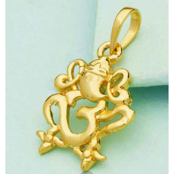 22K / 916 Gold Gents Om Shaped Ganesh Pendant
