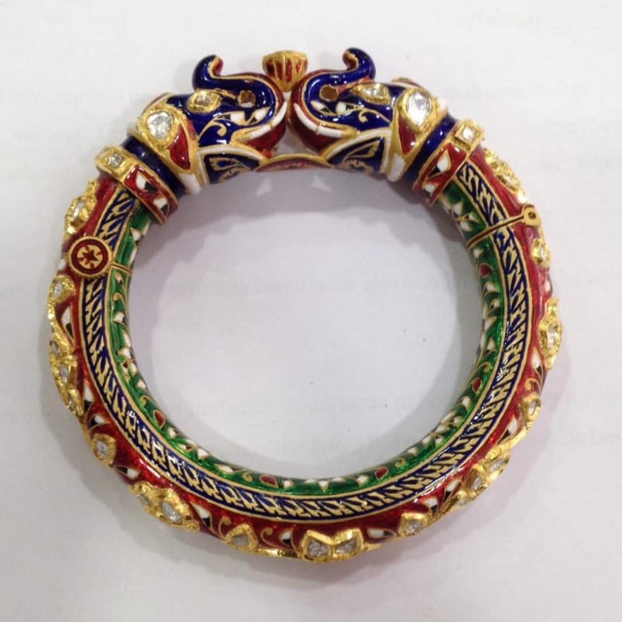 22k gold rajwadi kada with meenakari bangle
