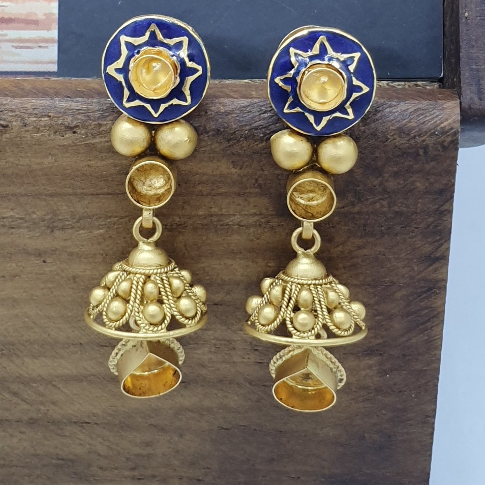 Antique Jadtar Gold Minakari Earring Khokha