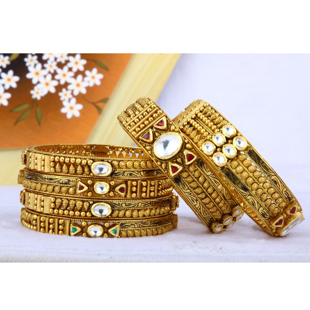 916 Gold Antique Bangles BGG - 0031