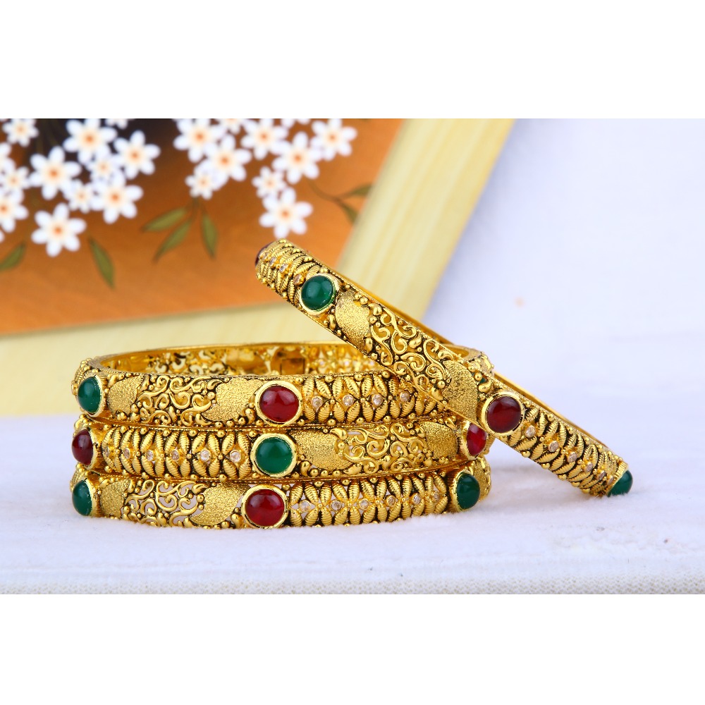 916 Gold Antique Jadtar Bangles BGG - 0032