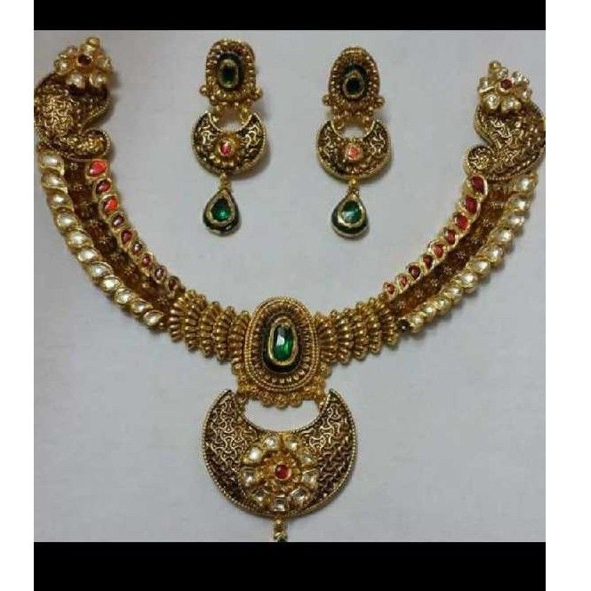 22K Antique Jadtar Necklace Set
