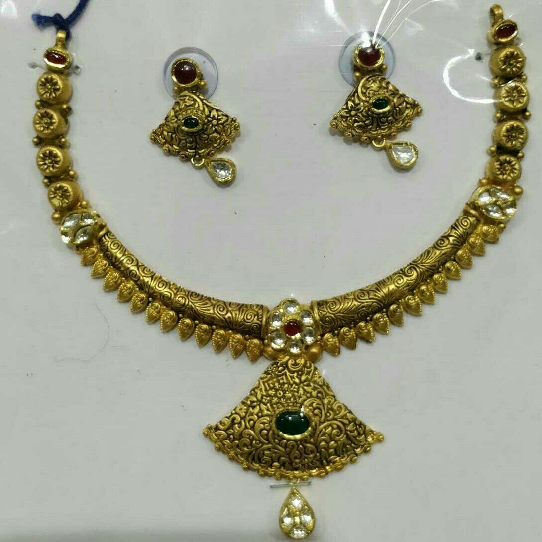 22KT/916 Antique Gold Ladies Wedding Necklace Set