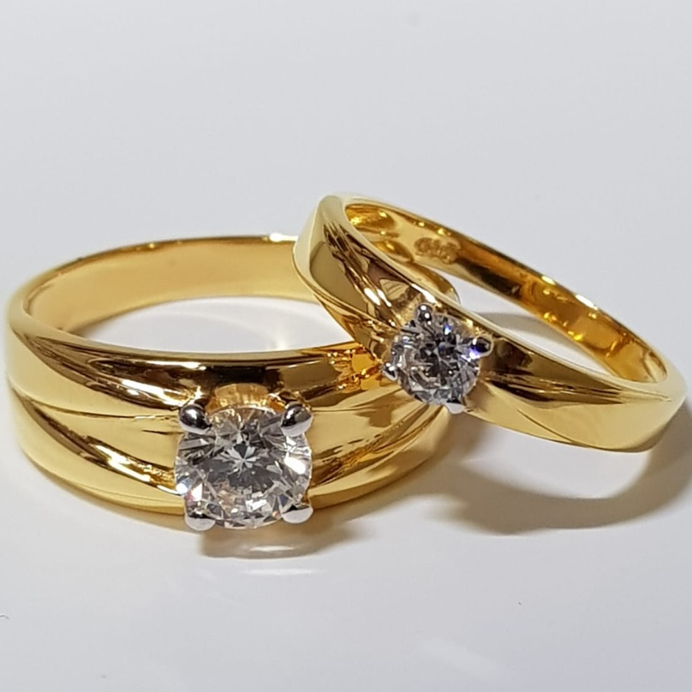 22 ct gold couple ring round diamond