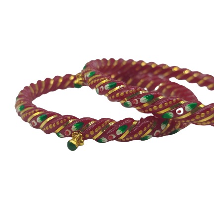 Gold Ras Chudi in cherry red color with beautiful look