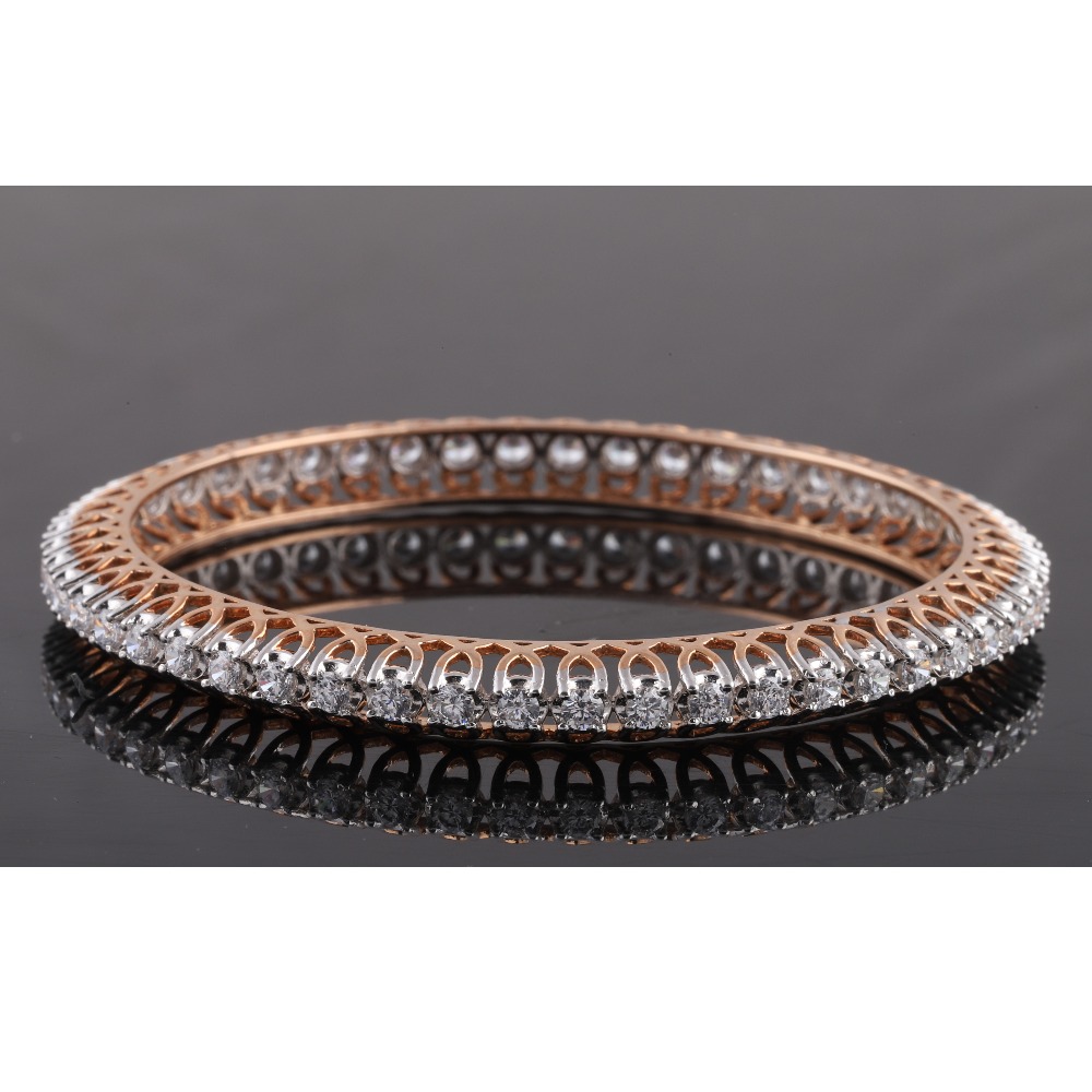 18kt rose gold designer diamond bangle