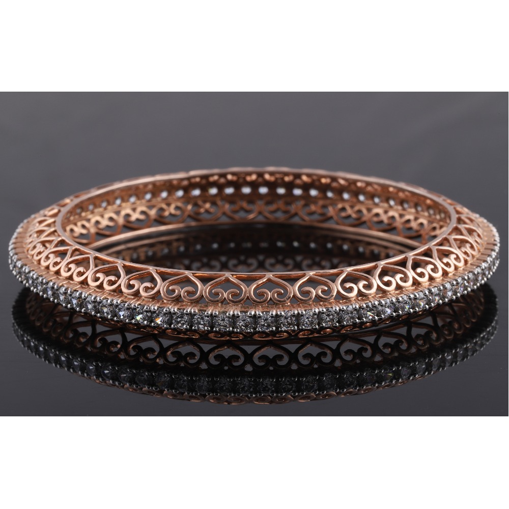 18kt rose gold designer diamond bangle