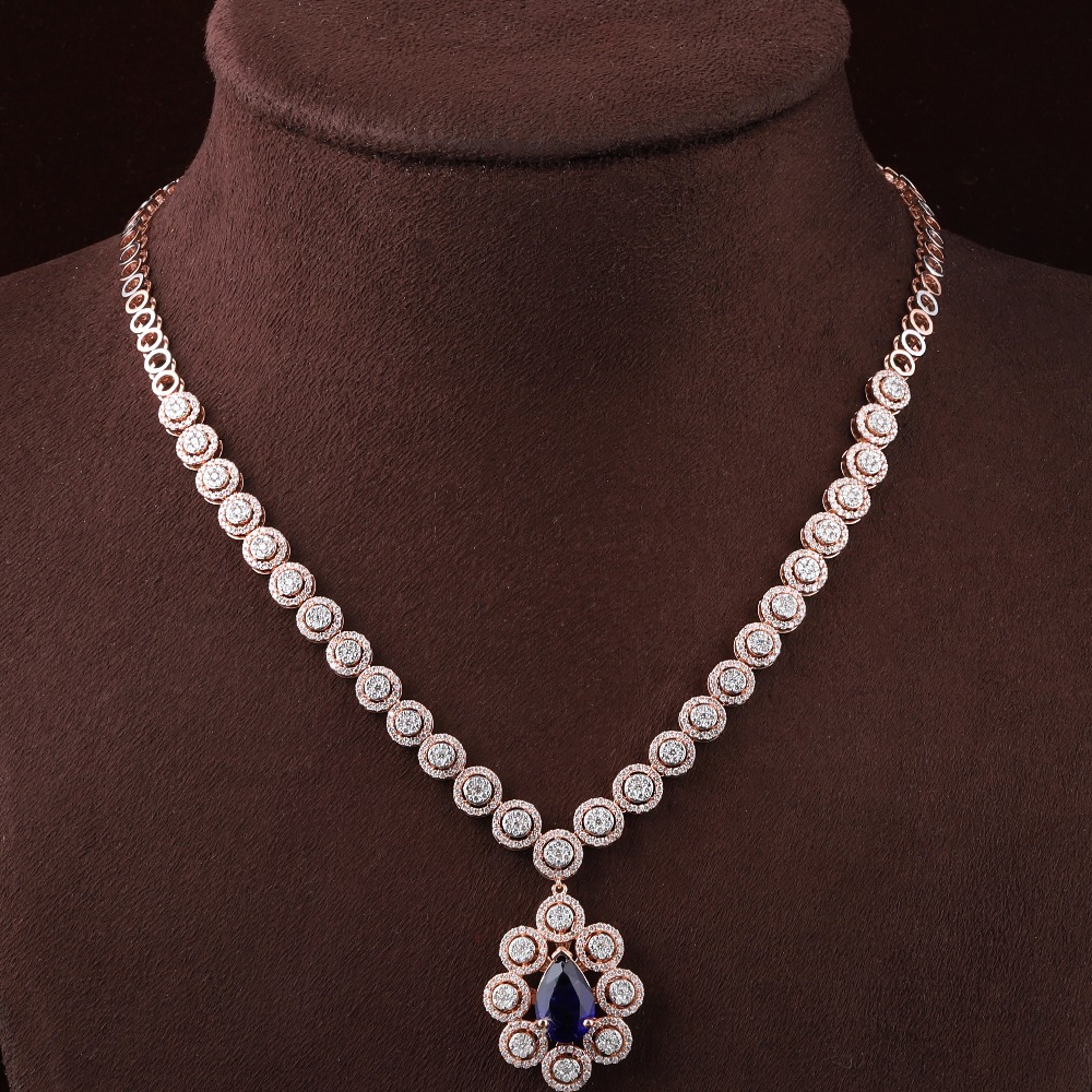18kt rose gold designer diamond necklace