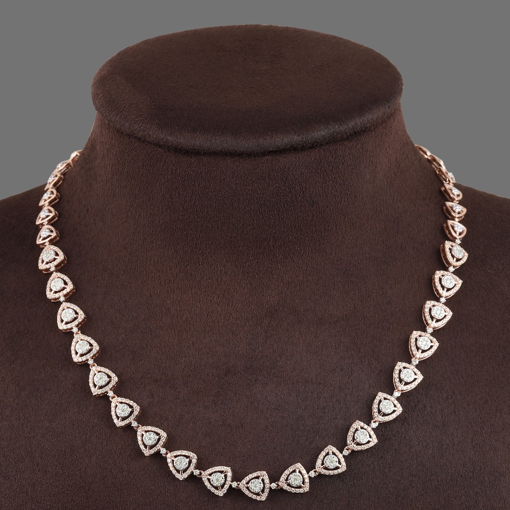 18kt rose gold designer diamond necklace