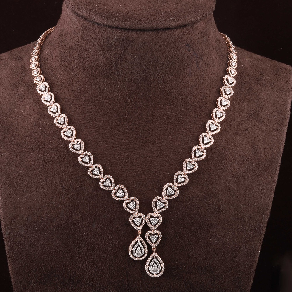 18kt rose gold designer diamond necklace