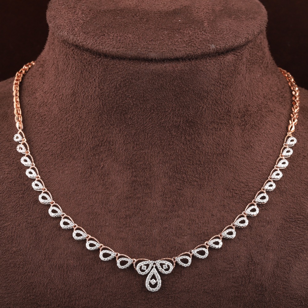 18kt rose gold drop shaped diamond necklace