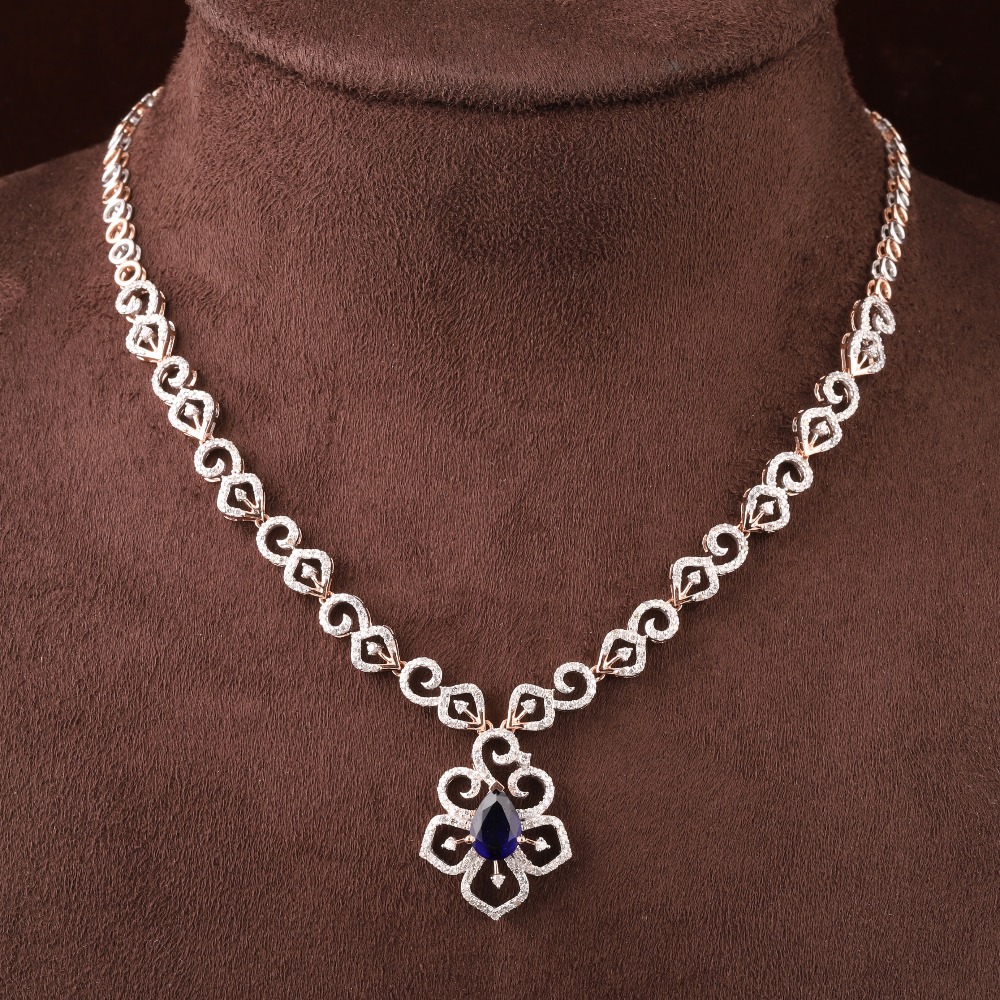 18kt rose gold designer diamond necklace