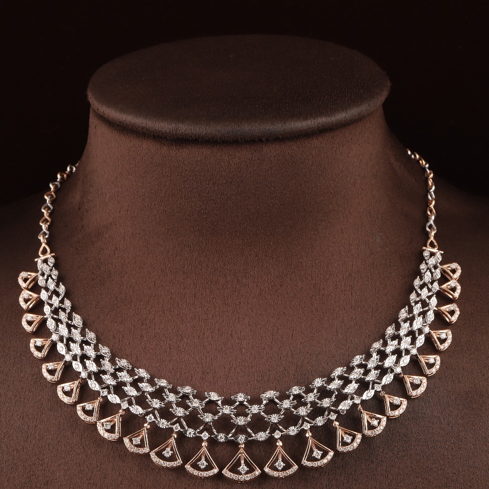 18kt rose gold designer diamond fancy necklace