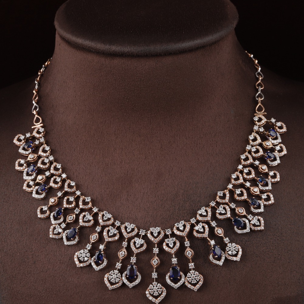 18kt rose gold drop shaped diamond necklace