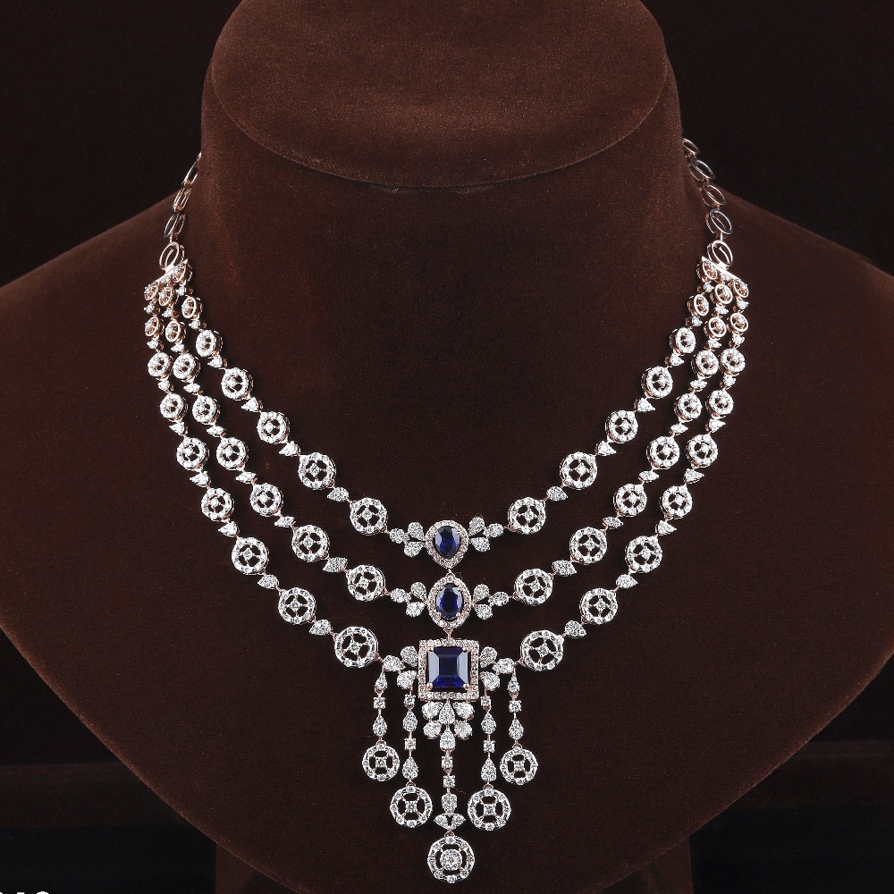 18kt rose gold designer diamond necklace