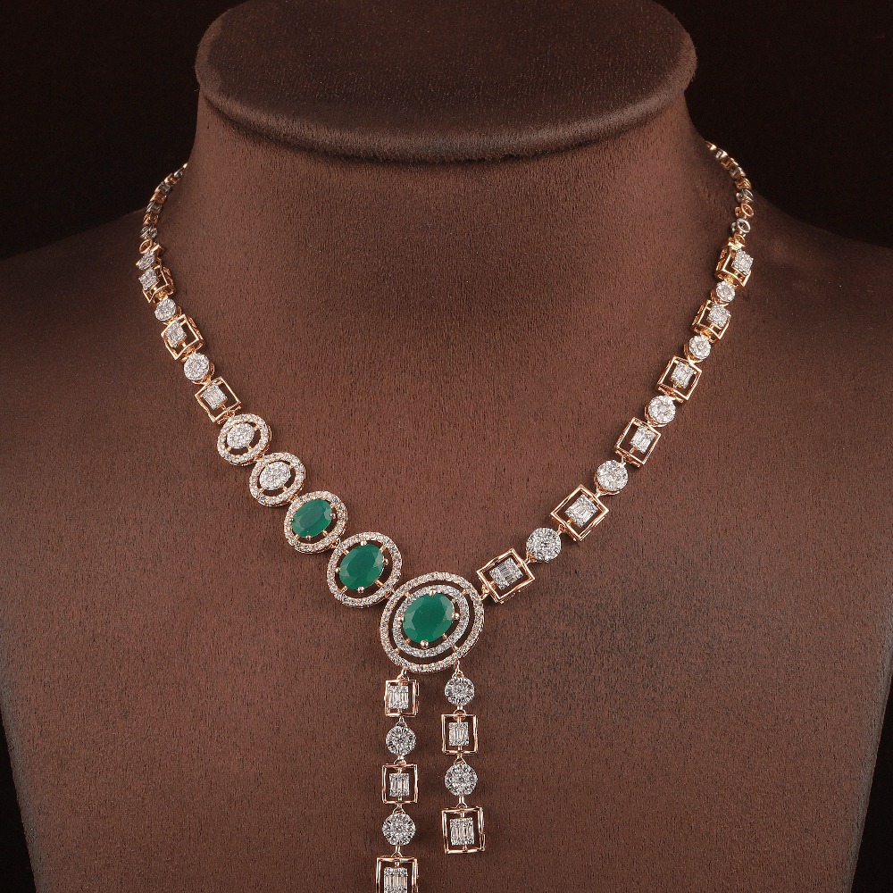 18kt rose gold designer diamond fancy necklace