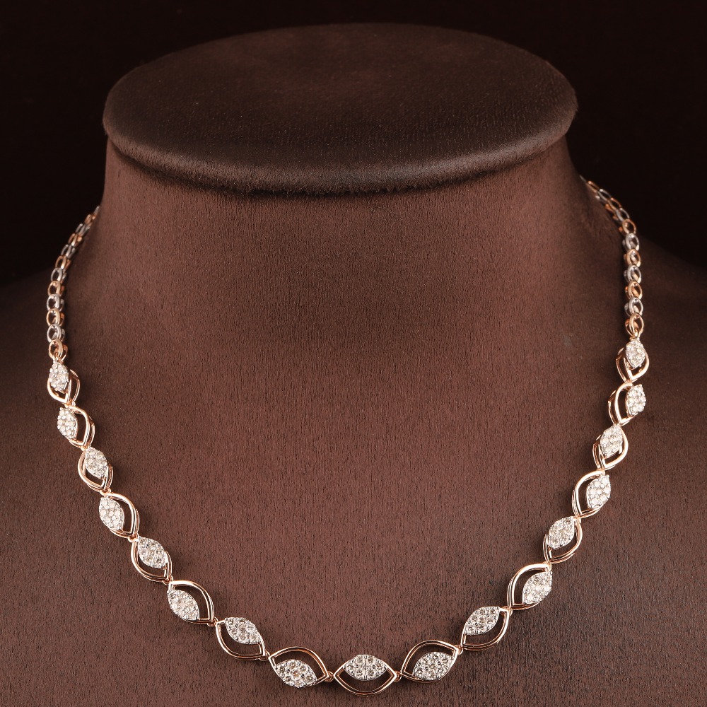 18kt rose gold designer diamond fancy necklace