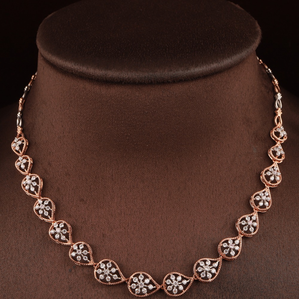 18kt rose gold designer diamond necklace