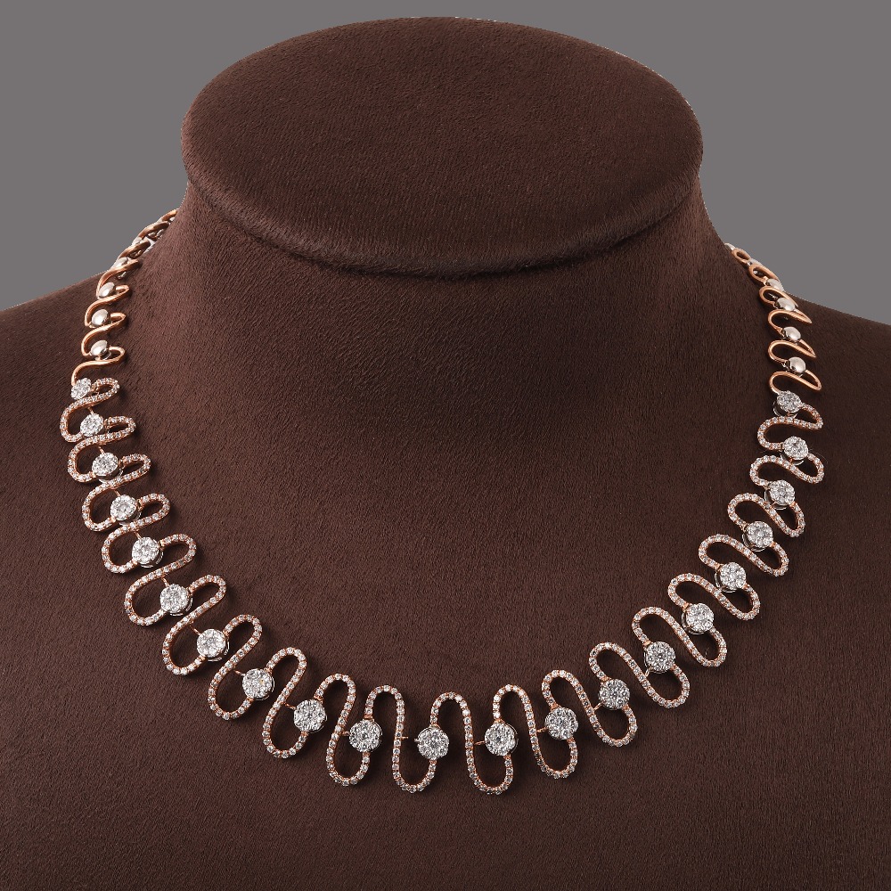 18kt rose gold designer diamond fancy necklace