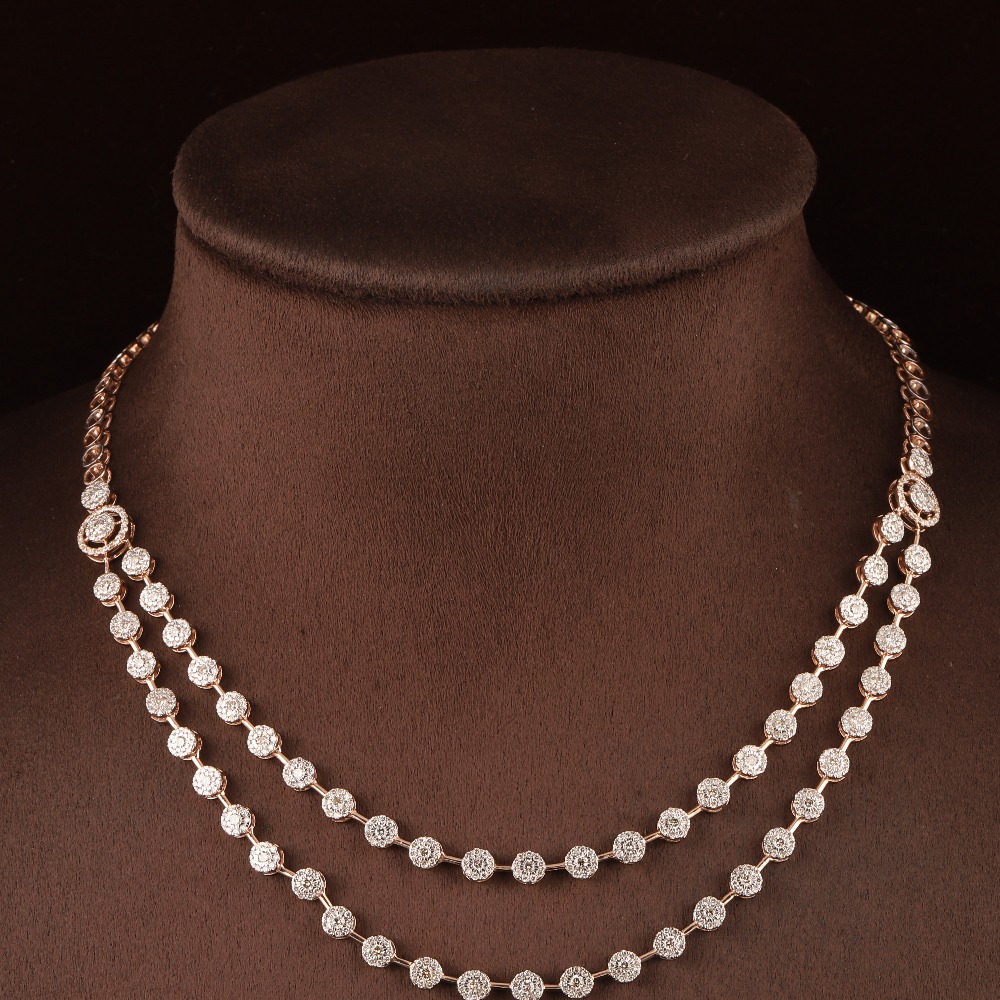 18kt rose gold designer diamond necklace