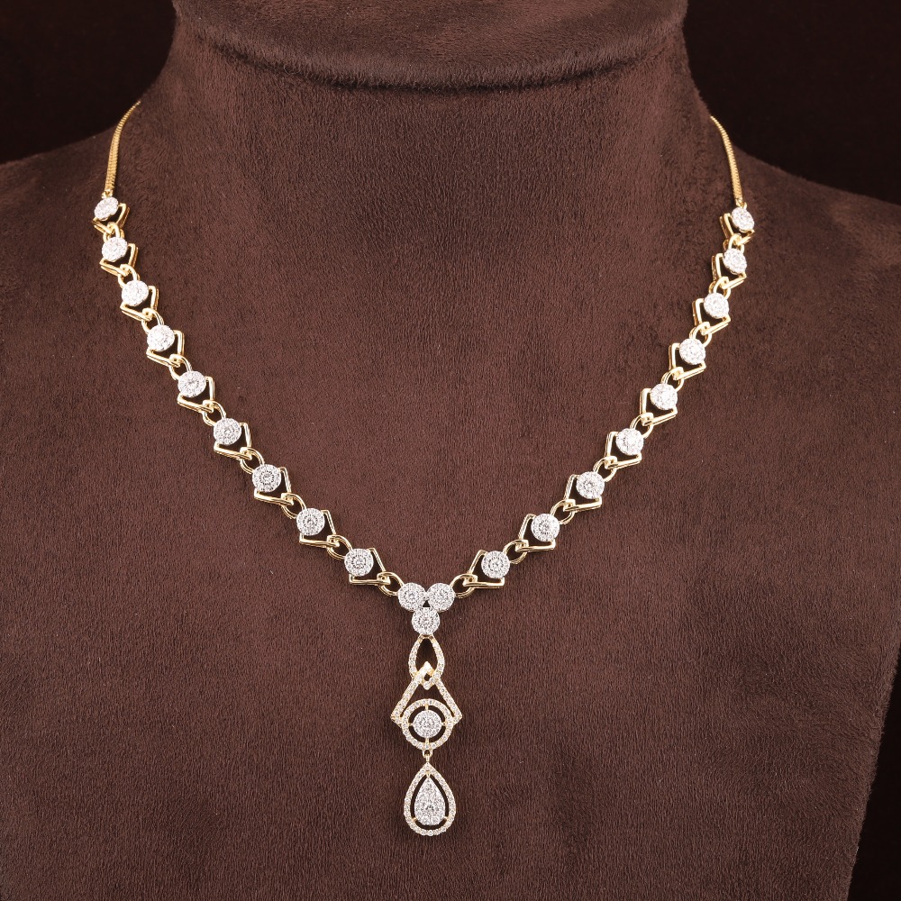 18kt rose gold designer diamond necklace