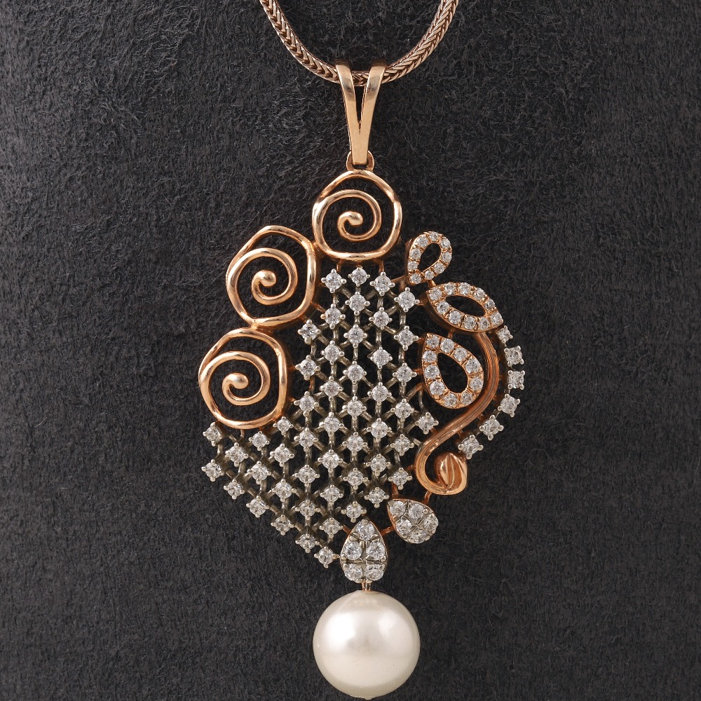 18kt rose gold designer diamond pendant