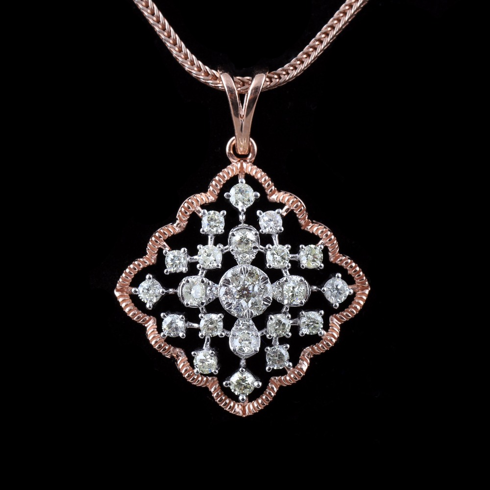 18kt rose gold designer diamond pendant