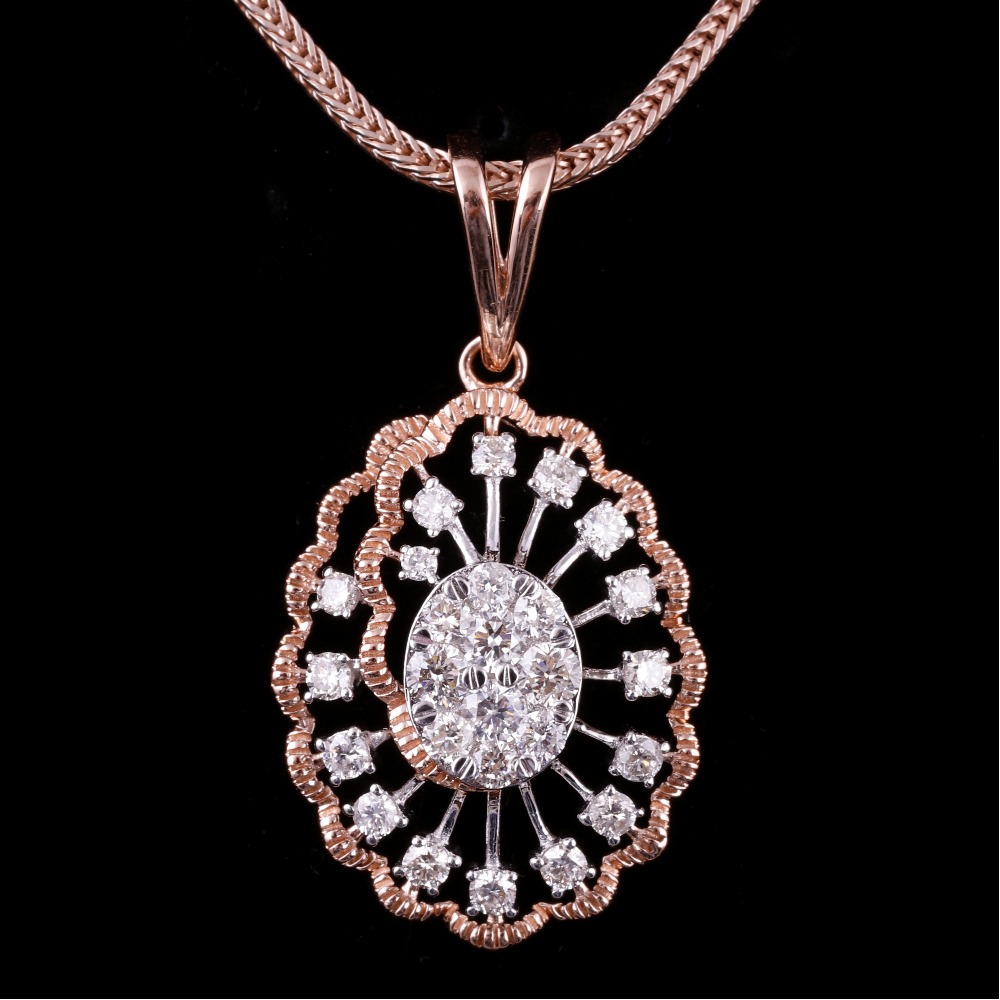 18kt rose gold designer diamond pendant
