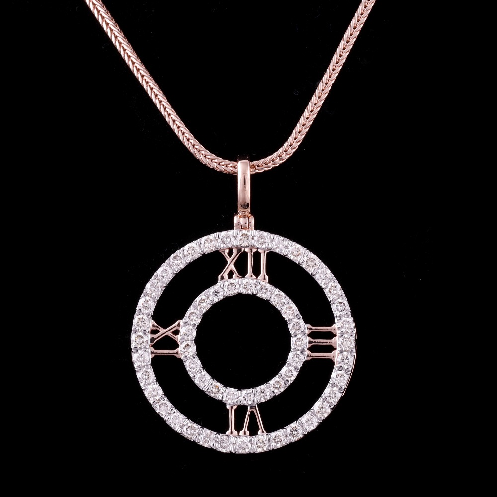 18kt rose gold designer diamond pendant