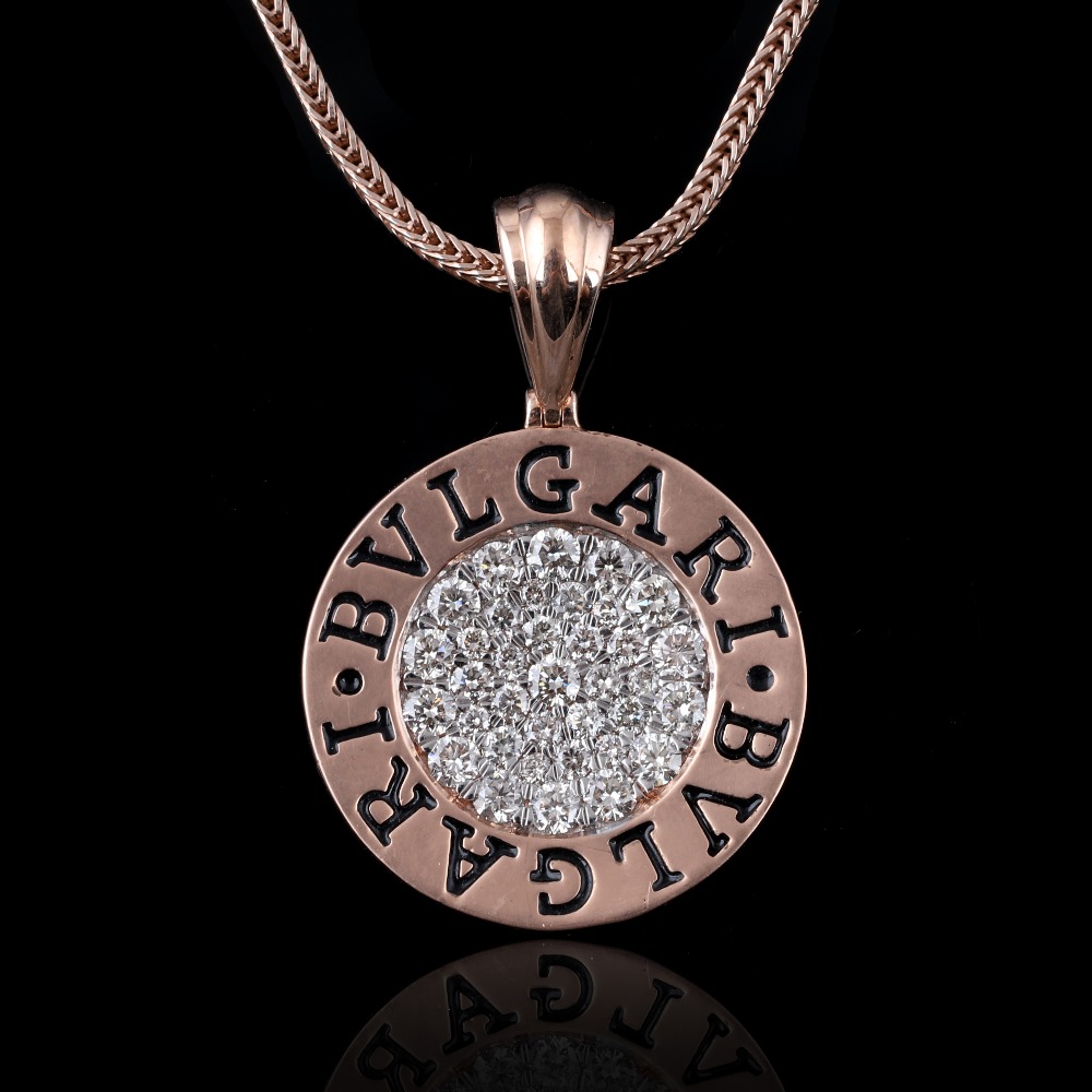 18kt BVLGARI designer diamond pendant