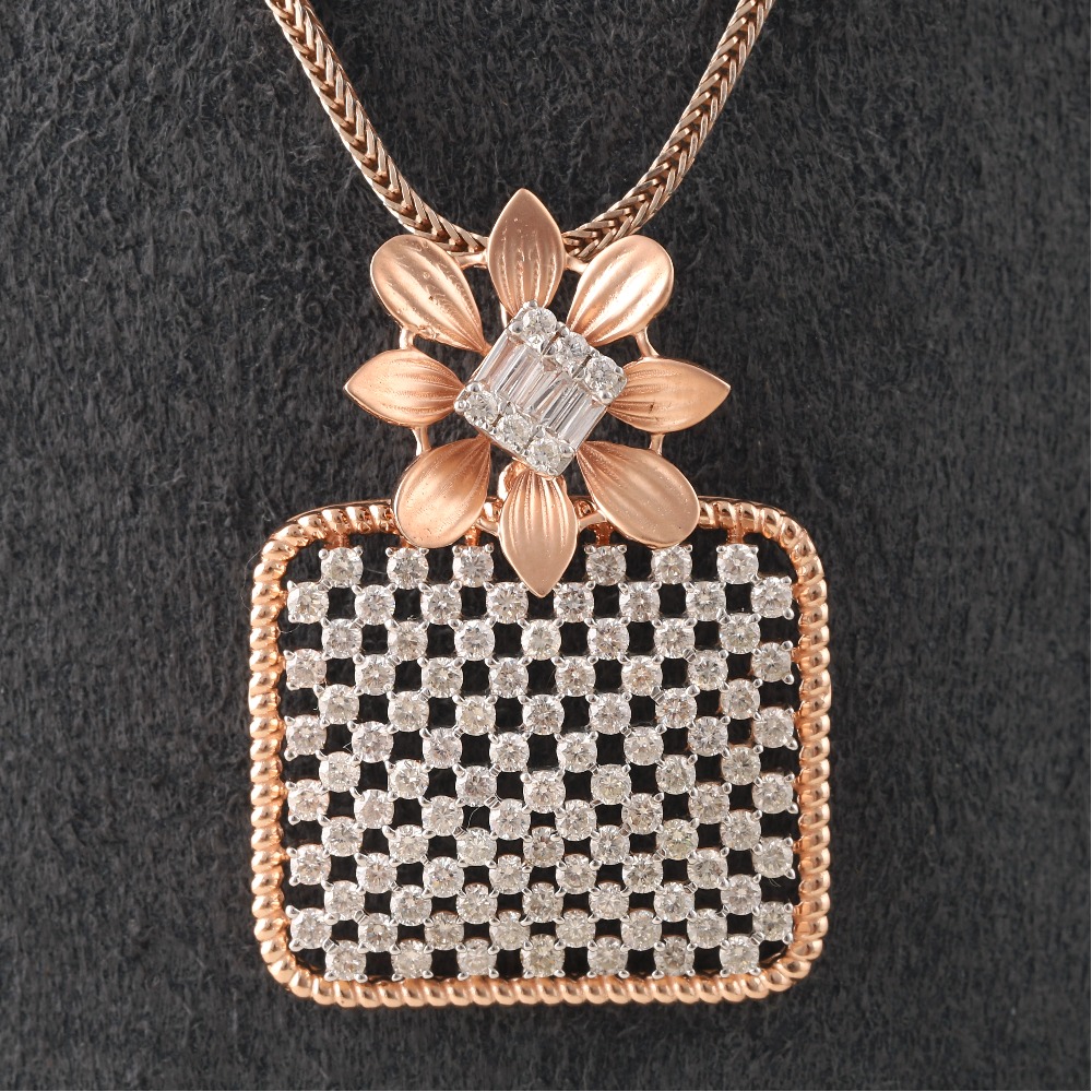18kt pan shaped designer diamond pendant