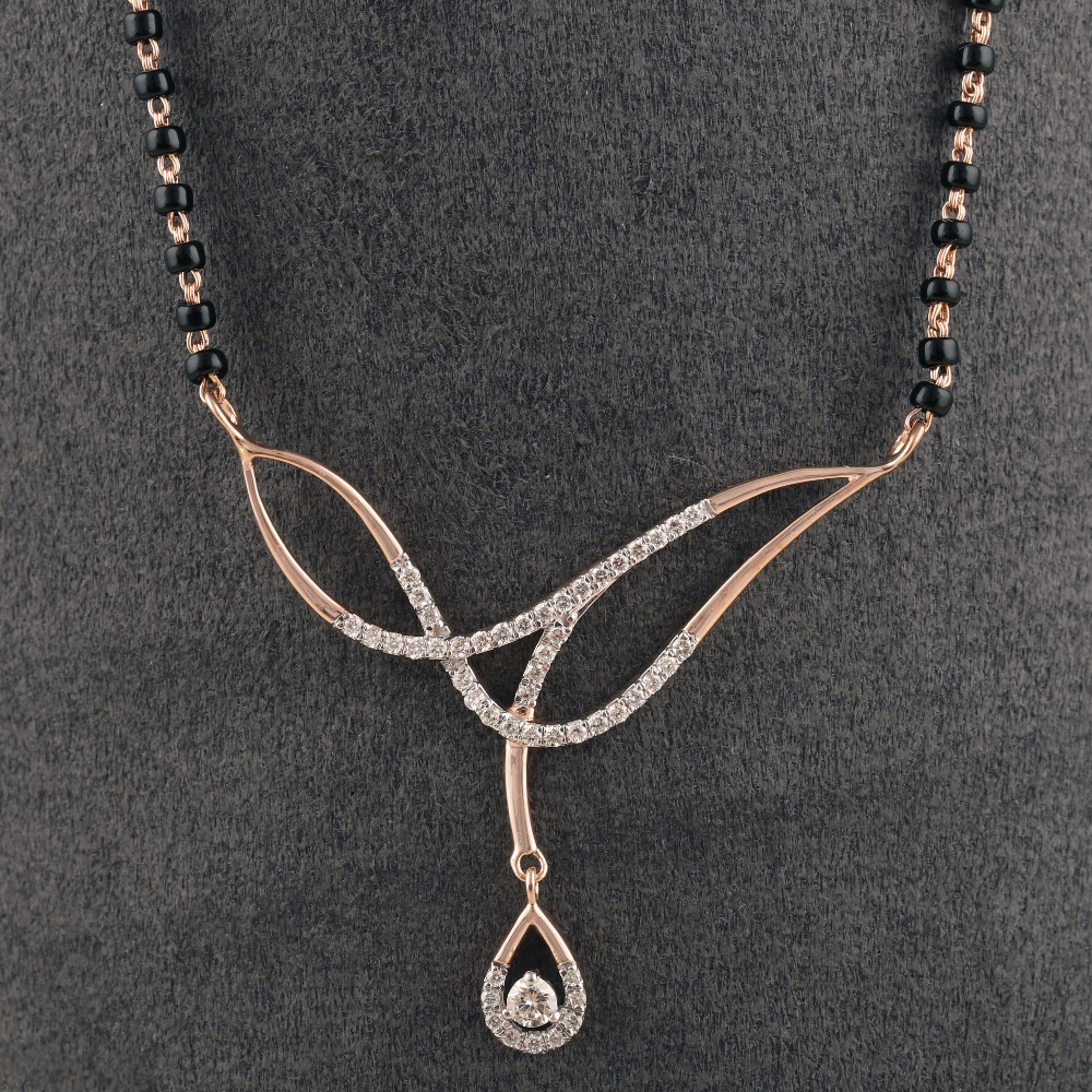 18kt yellow gold drop shaped diamond mangalsutra
